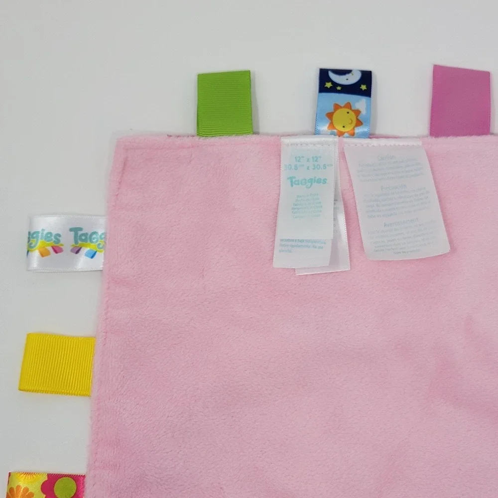 Taggies Pink Bow Security Blanket Lovey 12